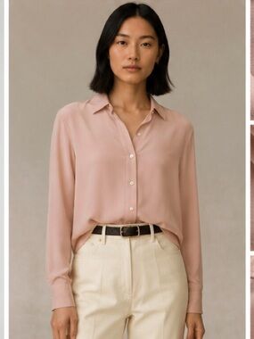 Everlane 100% Silk Blush Pink Button-Up Shirt Size 2 NWOT